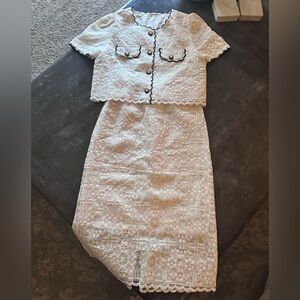 Elegant White Lace Two-Piece Set